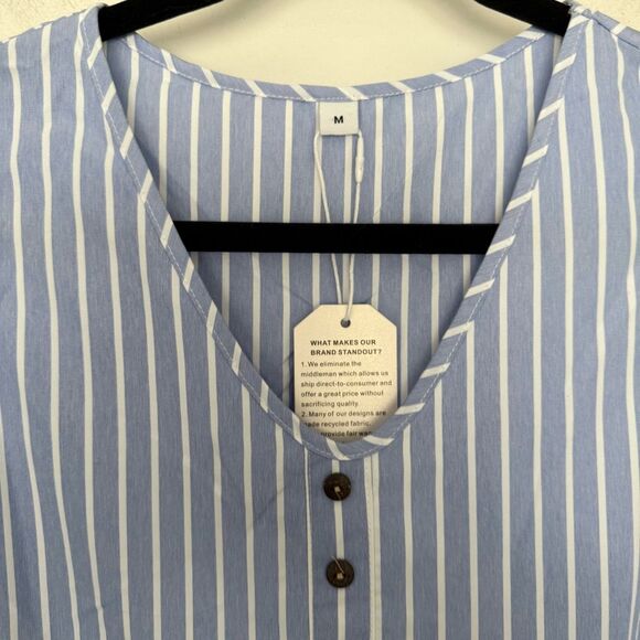 Women’s Medium Blue White Striped Dress New - Picture 2 of 5